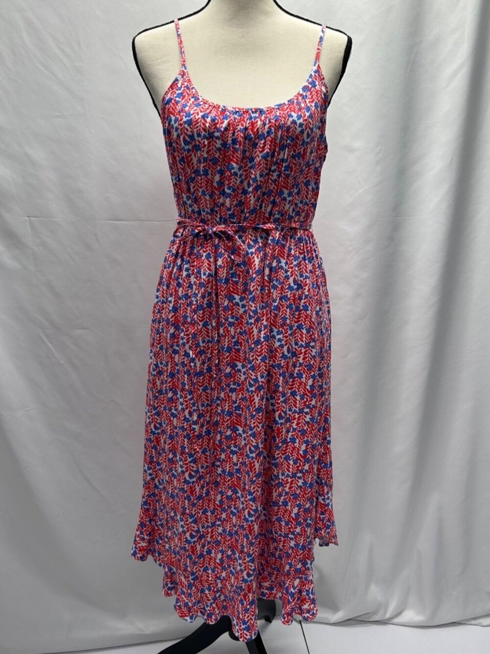 J.Crew Women's Floral Print Sleeveless Midi Dress With Adjustable Straps & Tie W